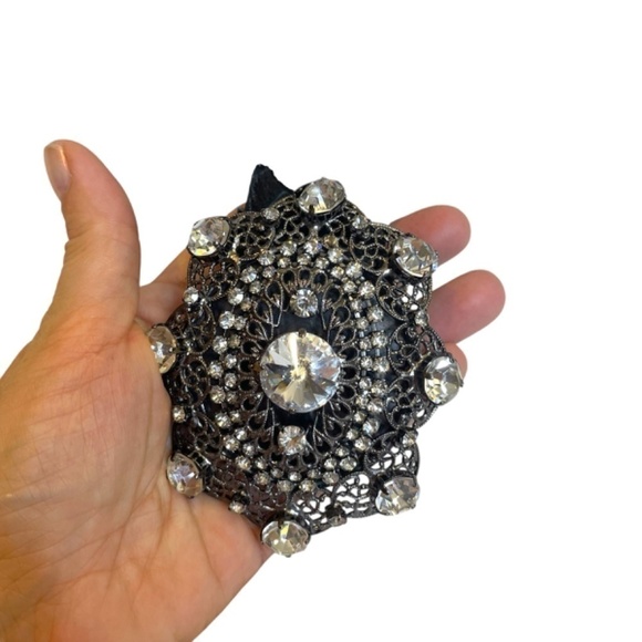 Italian Vintage Style Rhinestone Embellished Metal Buckle With Leather Belt ? main image 5